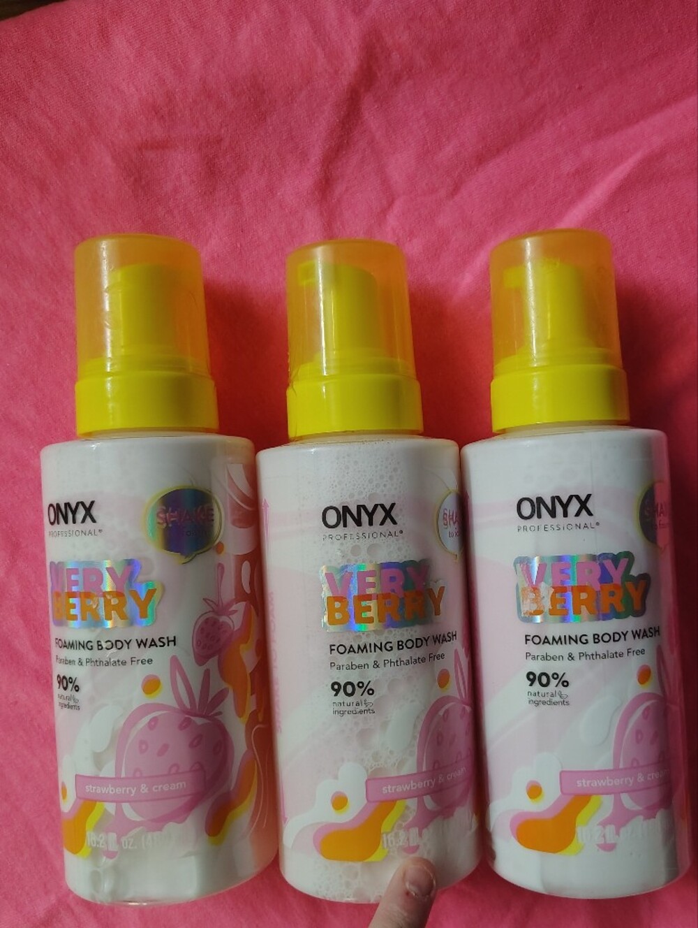 Onyx Very Berry Foaming Body Wash - Pink with Yellow Pump